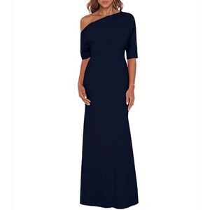 New with tags: Betsy & Adam Women's Navy one shoulder Dress Size 8